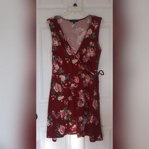 Floral Springtime Sleeveless Red and Flowery Dress